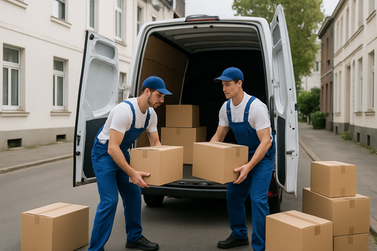 Professionelle Umzugshelfer in Krefeld beim Einladen von Möbeln